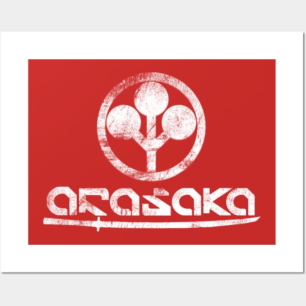 Arasaka logo distressed white with sword Wall Art by Magnetar